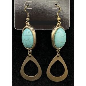 Handmade Cutout Teardrop Double Sided Faux Turquoise Bead Earrings by Neanie-Bot